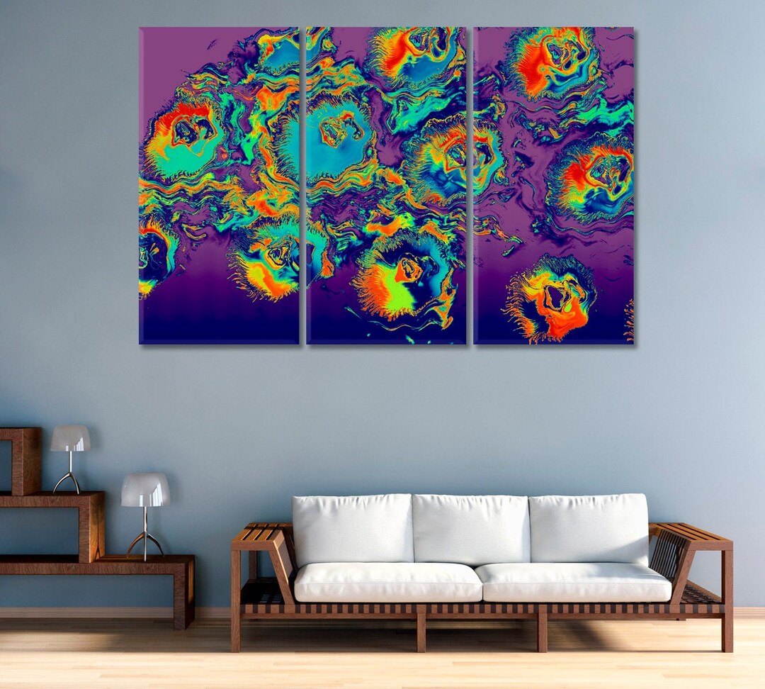 Multicolor Abstract Art Canvas Print, Purple Modern Wall Art Prints