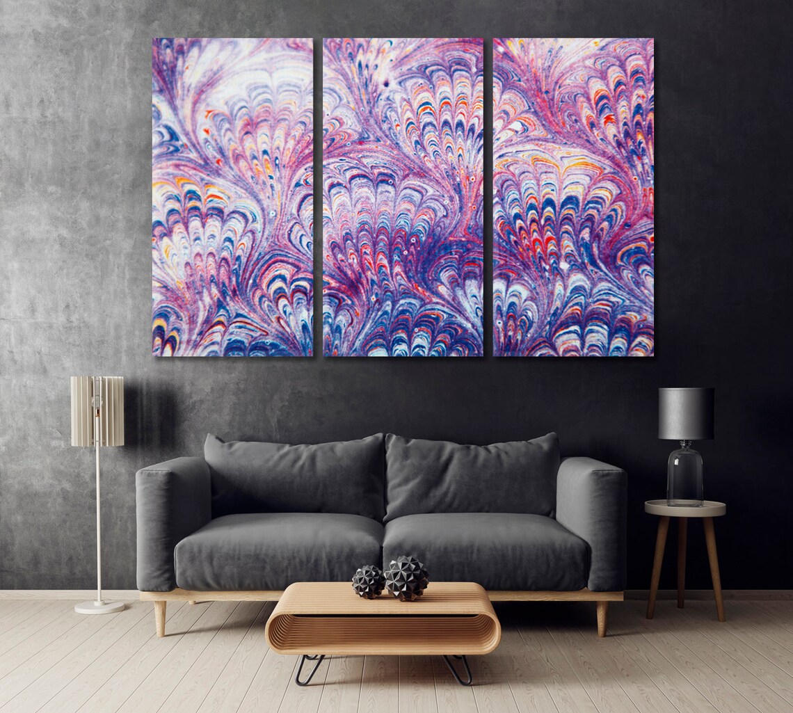 Purple Abstract Canvas Print Modern Wall Art Print Blue Etsy