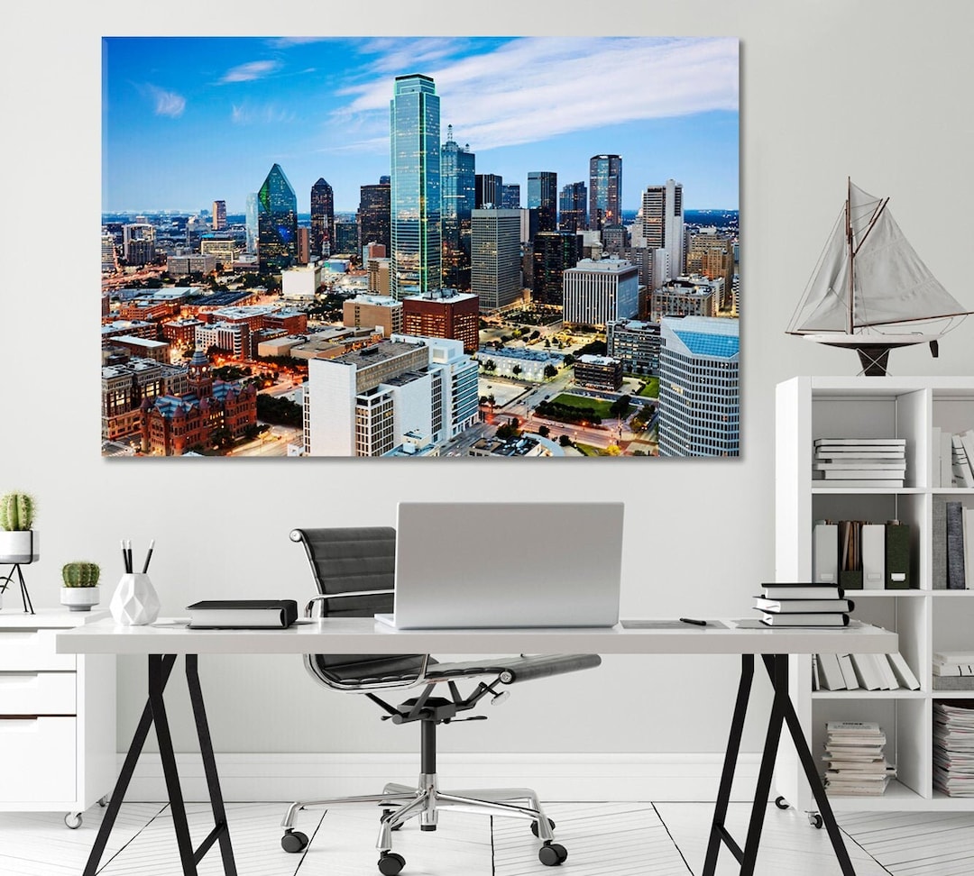 Dallas Skyline at Dusk Canvas Art Print, Texas Canvas Prints, USA ...