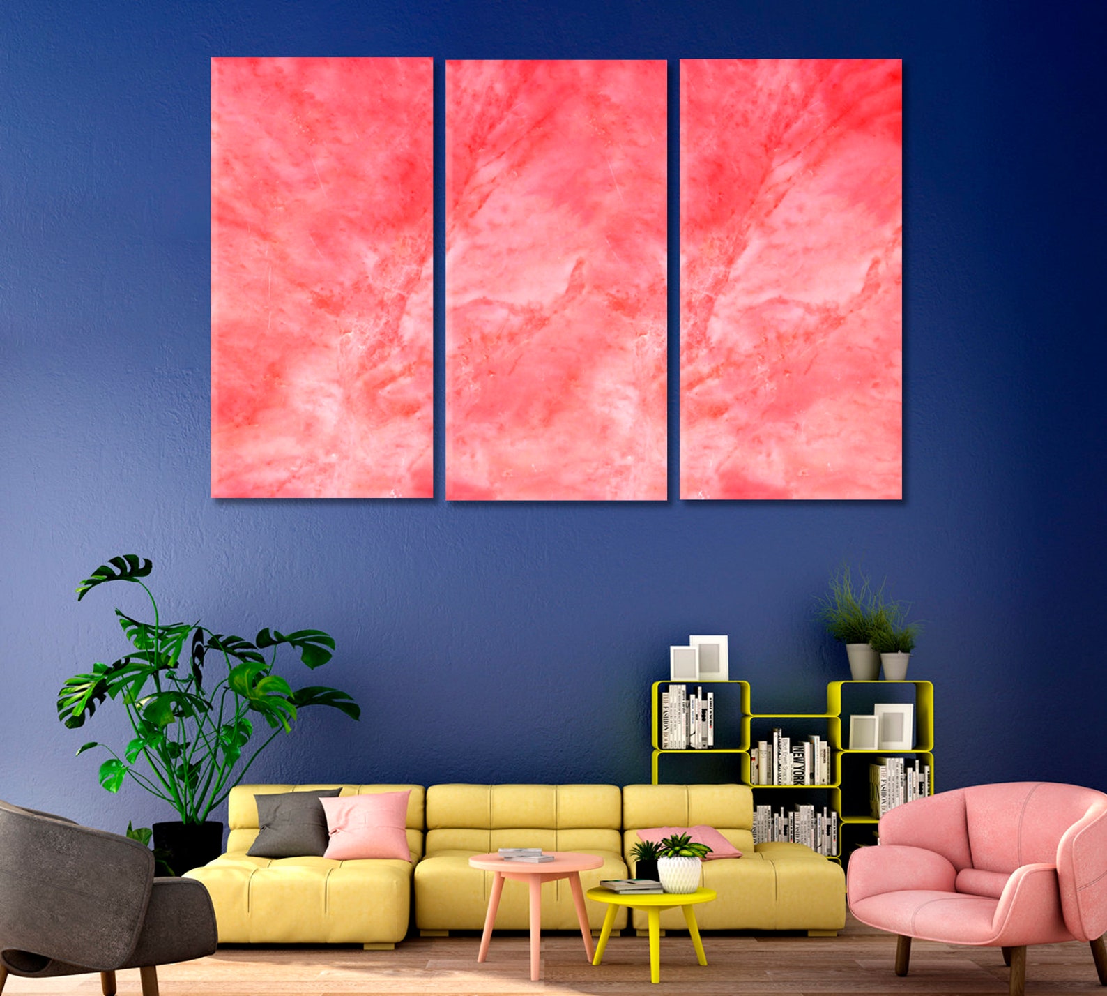 Abstract Pink Wall Art Canvas Print Pink Interior Wall Decor Etsy
