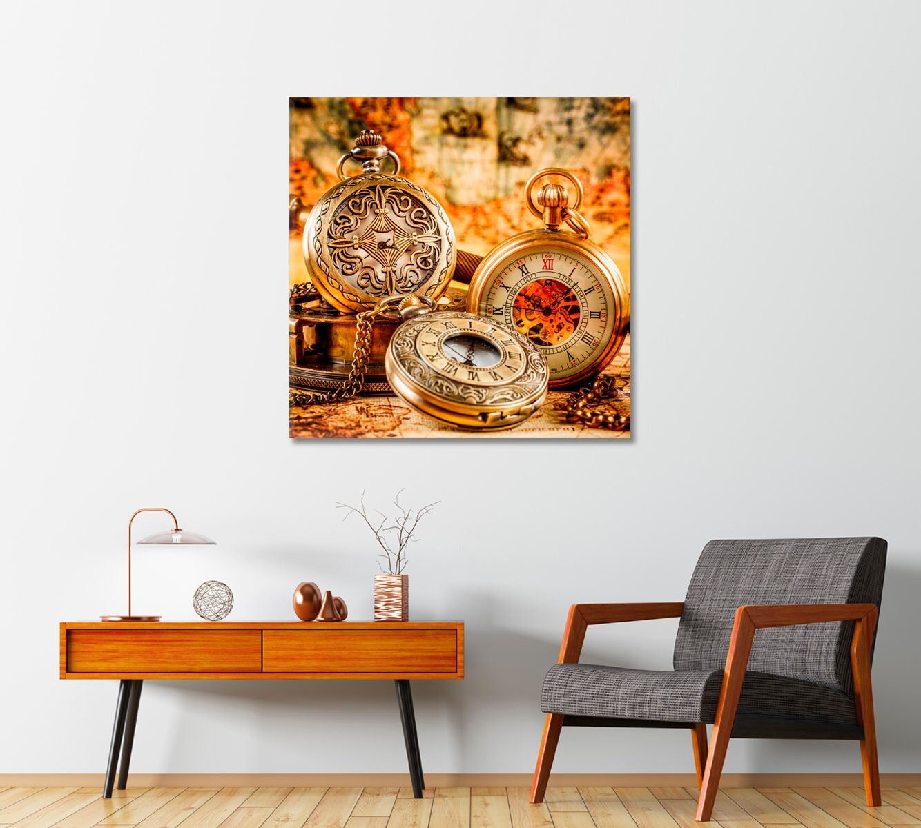 Vintage Antique Pocket Watch Wall Art Decor For Room Watch Canvas Print