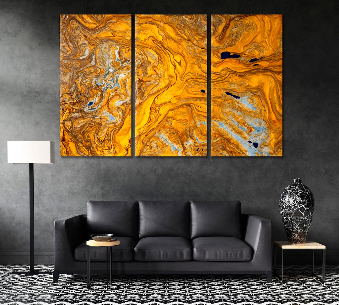 Yellow Abstract Wall Art Canvas Home Decor Artwork Design Interior ...