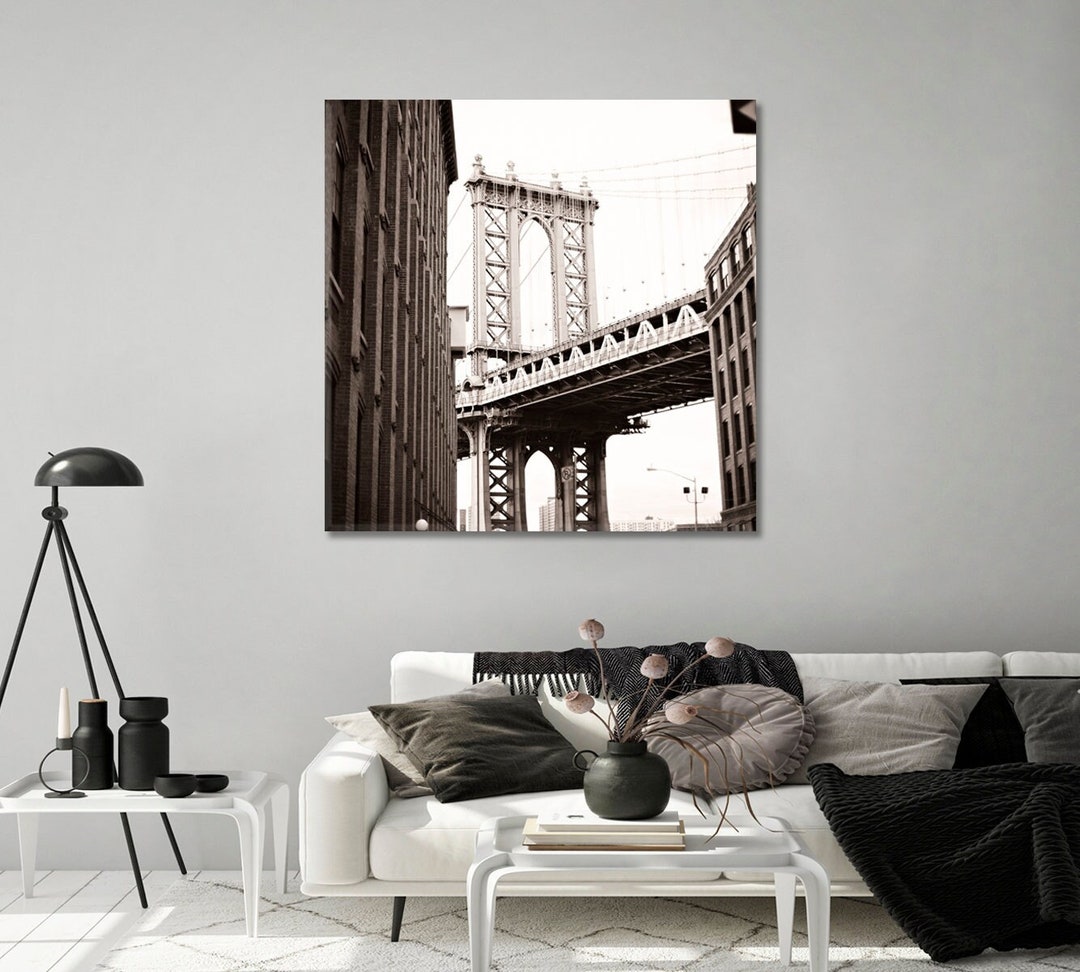 New York City Black White Art Canvas | Monochrome Art Print of New York ...