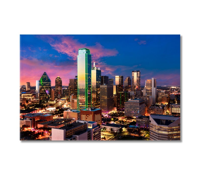 Dallas City Skyline Canvas Dallas Canvas Print Texas Ready to Hang Wall ...