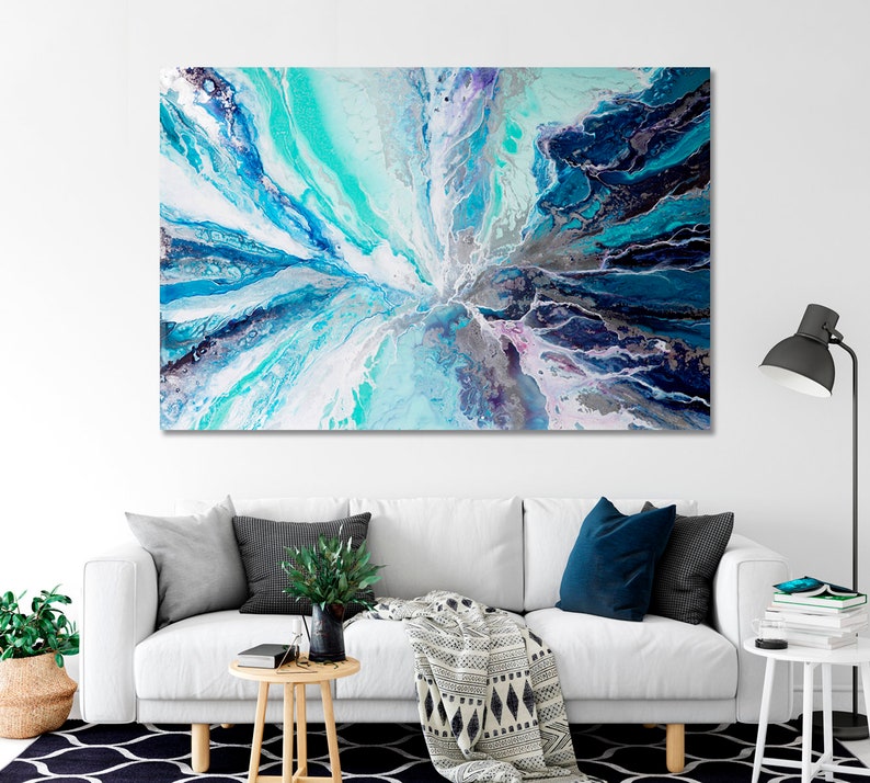 Modern Abstract Art Canvas Print Abstract Blue Large Wall Art Creative ...