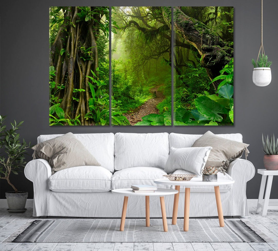 Asian Tropical Jungle Canvas Wall Art Print Rainforest Canvas Etsy