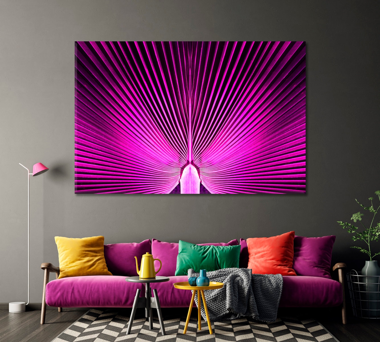 Colorful Abstract Art Canvas Print Purple Modern Wall Art Etsy