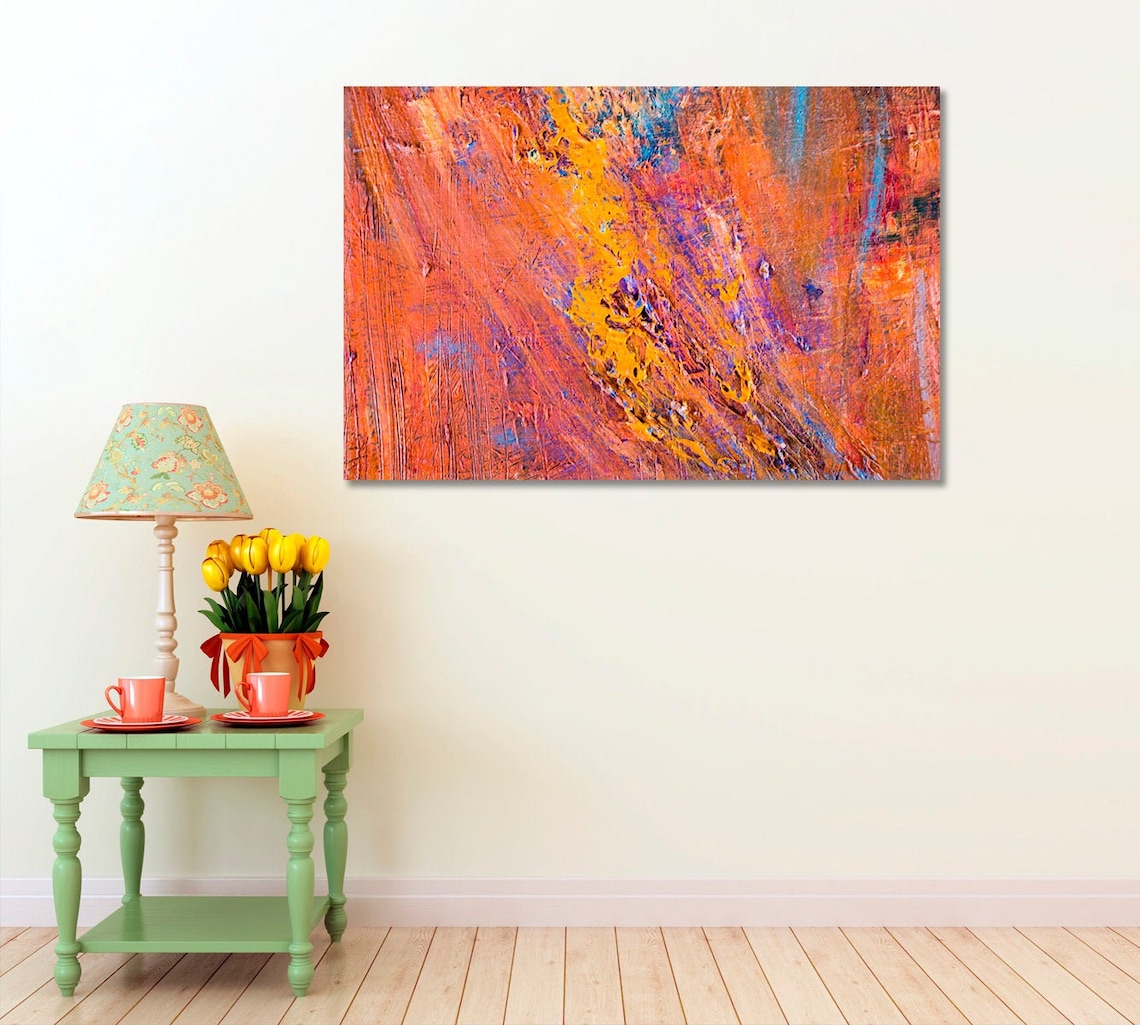 Bright Abstract Wall Art Canvas Home Decor Modern Pattern Etsy