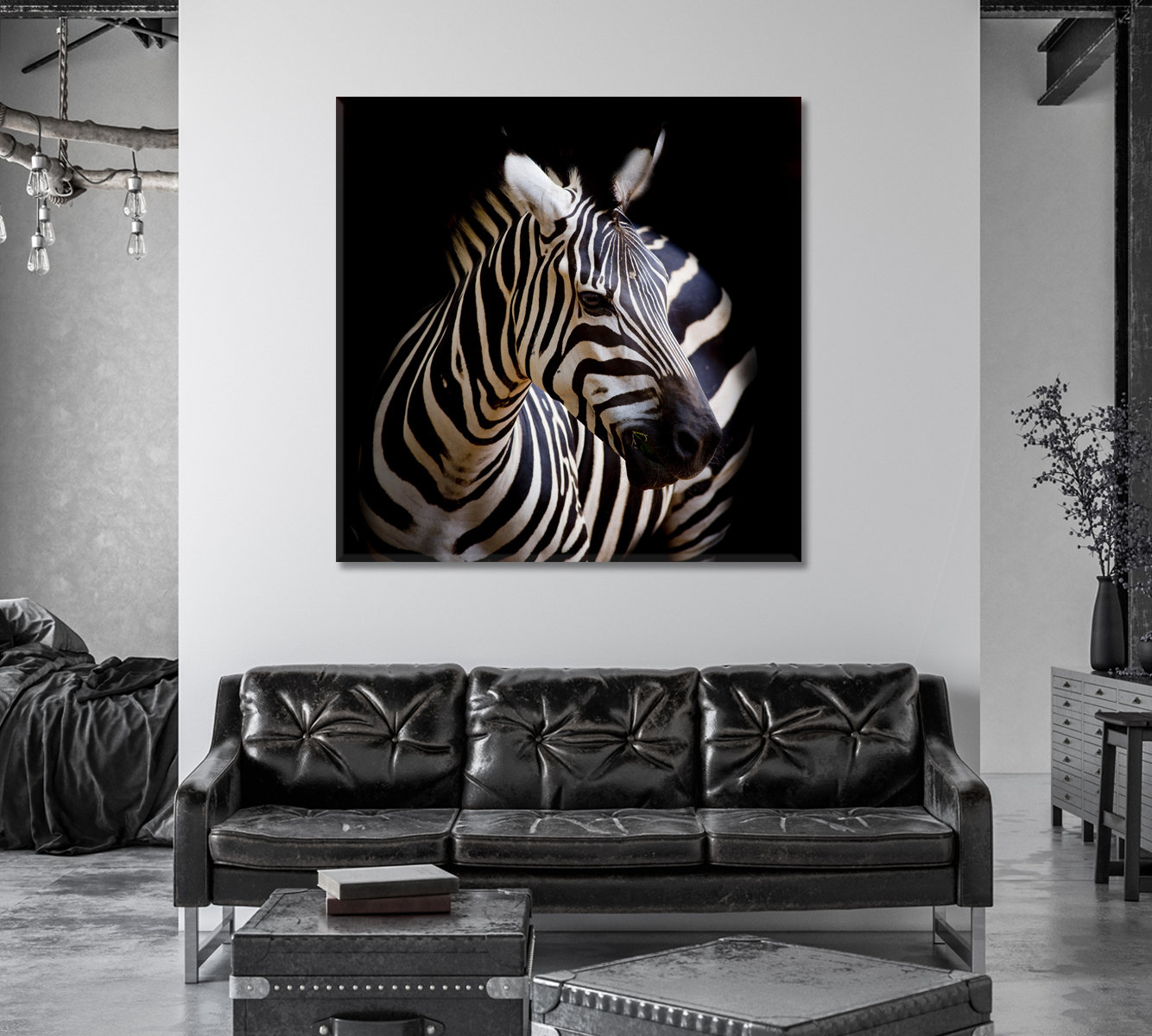 Black and White Zebra Art Burchell Zebra Wall Art Decor Zebra Canvas ...