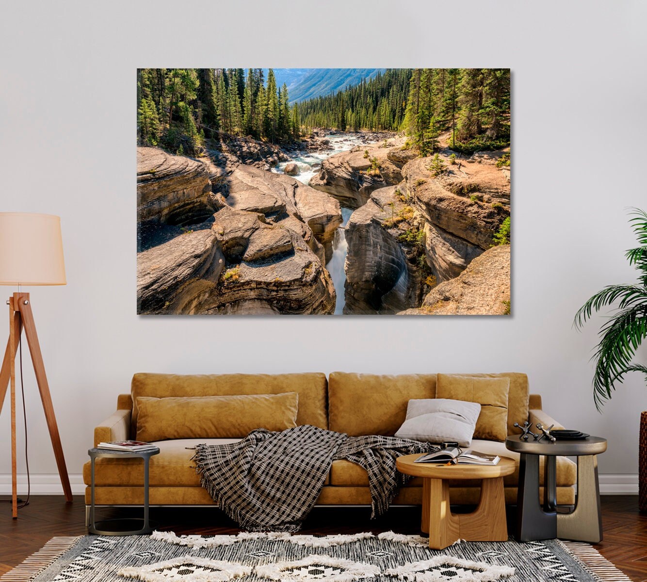 Mistaya Canyon Wall Art Decor Stretched Canvas Print Banff National Park Wall Canvas Art Print
