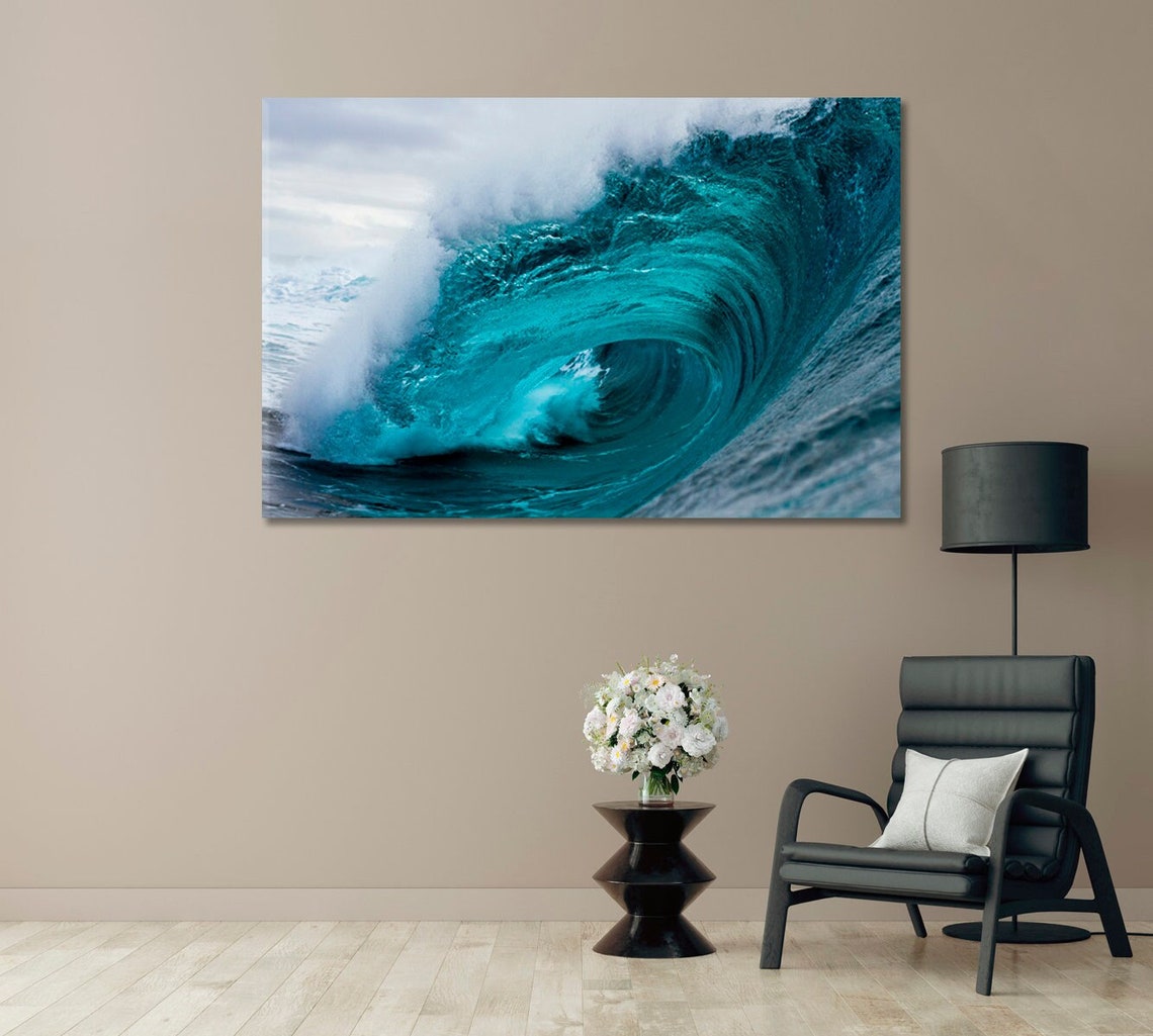 Big Crashing Wave Canvas Print Home Decor Sea Wave Bright Etsy