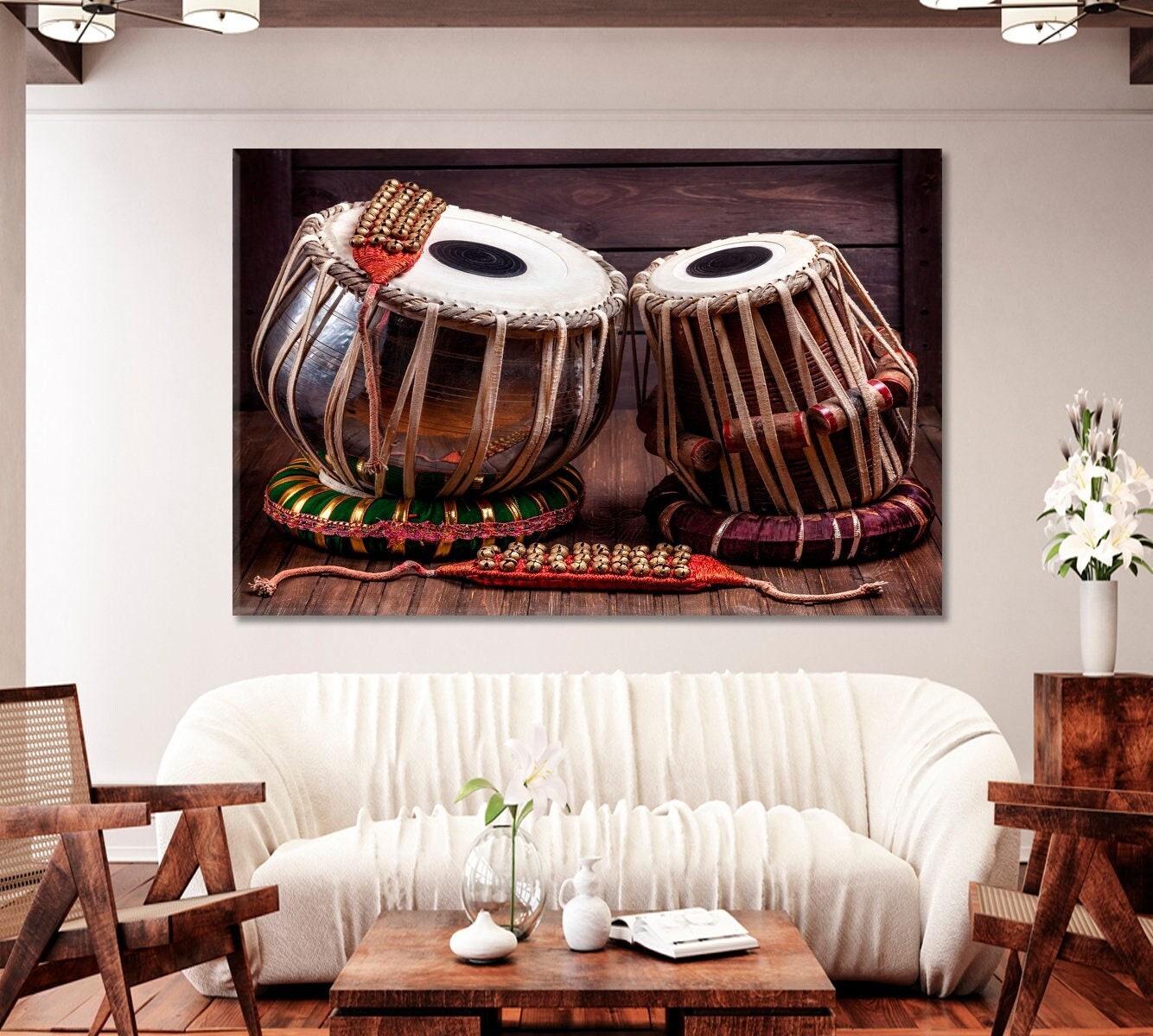 【真作】掛軸　太鼓と俳句図　戯画　和骨董　ユーモア絵画　和装インテリア　U2 Tabla Drums Living Room Wall Decor Drums Wall Art Decor Music Art