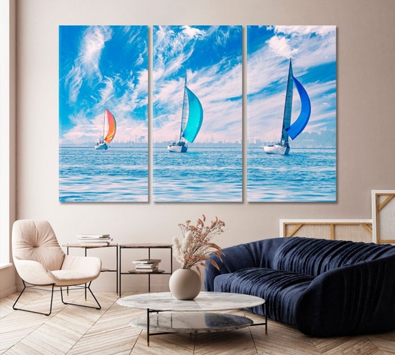 Sailing Yachts Canvas Wall Art Sailing Boat Extra Large Wall 