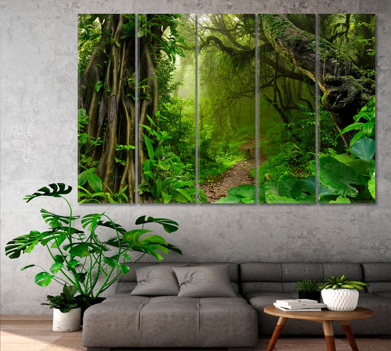 Asian Tropical Jungle Canvas Wall Art Print Rainforest Canvas Etsy