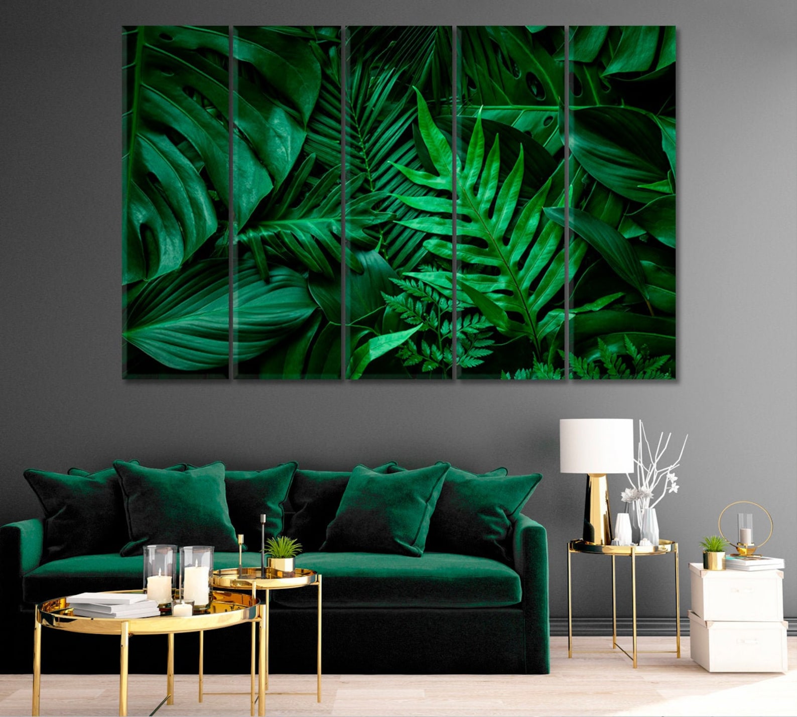 Bright Green Leaves Wall Art Decor Print Botanical Canvas for Etsy