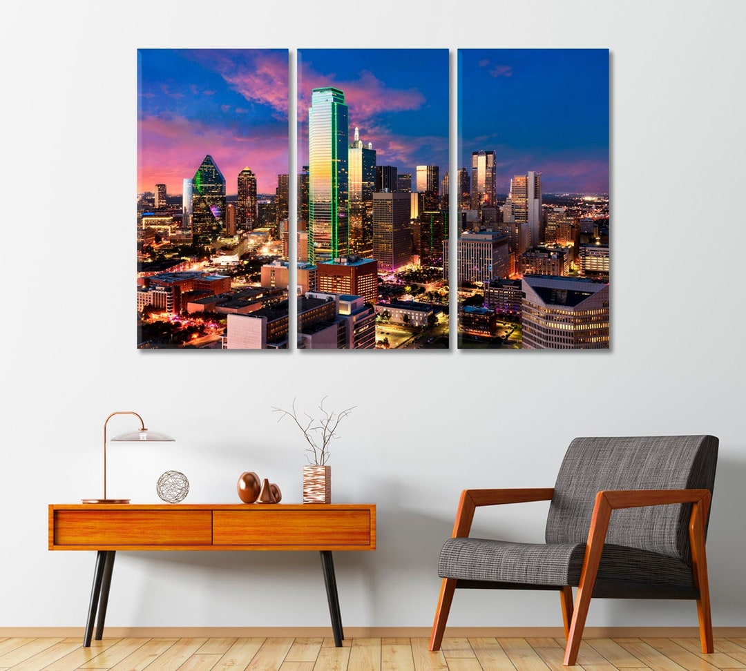 Dallas City Skyline Canvas Dallas Canvas Print Texas Ready to Hang Wall ...