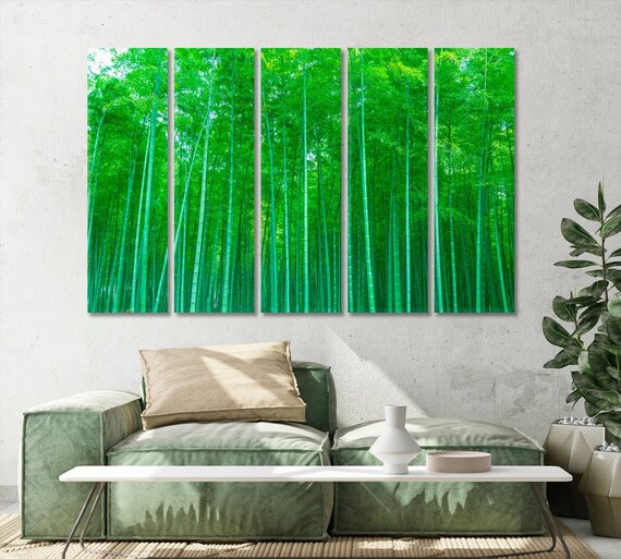 Bamboo Forest Canvas Wall Decor Framed Art Forest Wall Art Etsy
