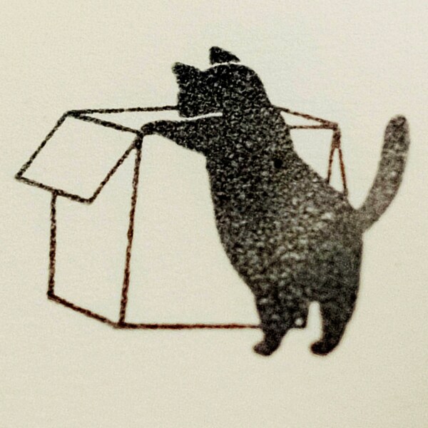 Black cat clear rubber stamp - Box Cat