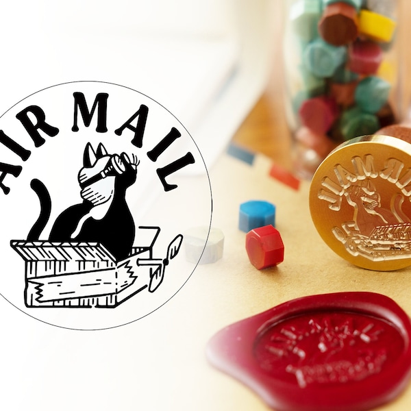 Sealing Wax Stamp / Air Mail / Cat lover / Craft / Japanese Stationery / Writing / Letters / Stationery Love / Vintage style / Stay home