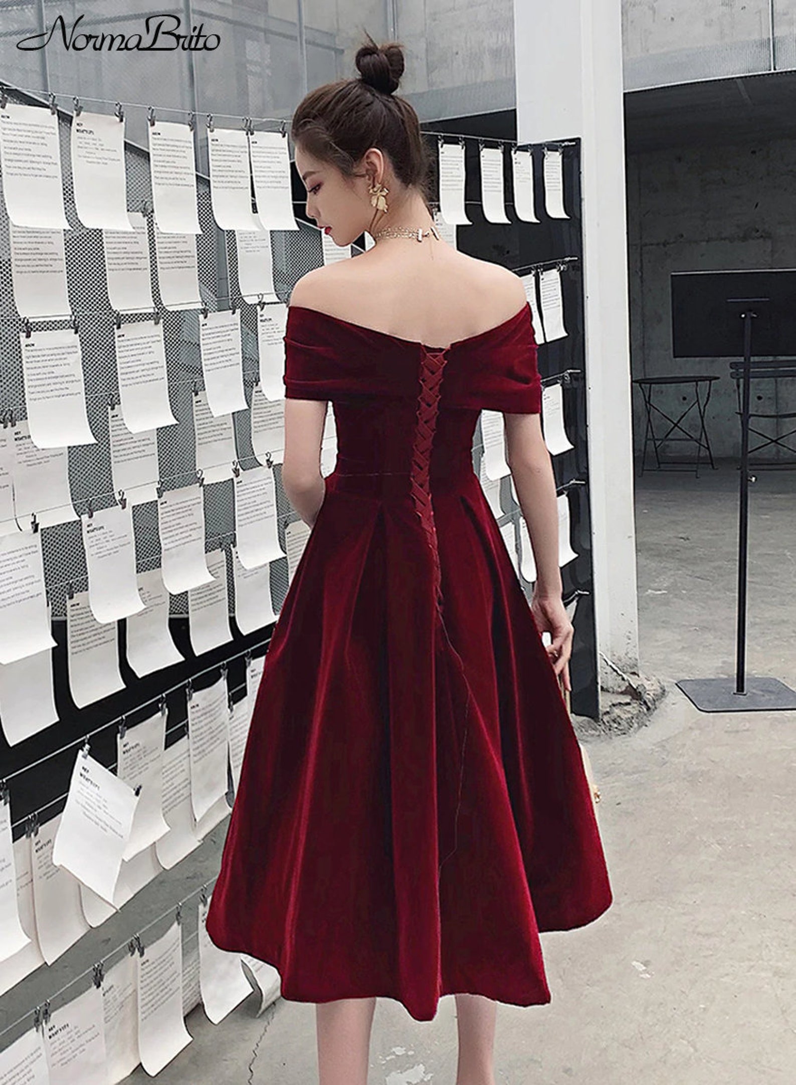 Burgundy Velour Prom Dresses 2020 Women Party Night Formal Etsy