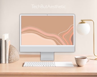 Warm Neutral Minimalistic Boho Abstract Desktop Wallpaper