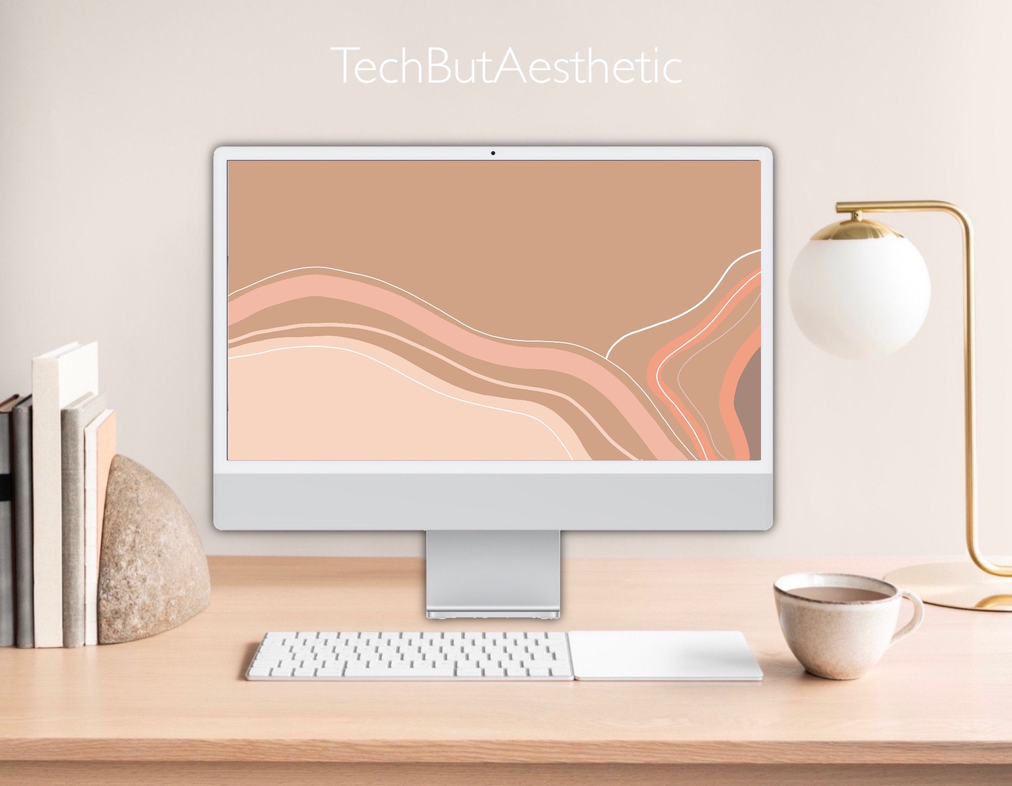 Warm Neutral Minimalistic Boho Abstract Desktop Wallpaper - Etsy