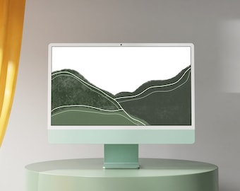 Dusty Sage Boho Minimalist Abstract Desktop Wallpaper