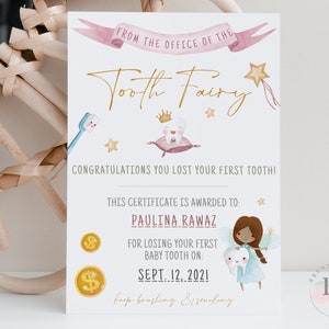 Tooth Fairy CertificateLetter From The Tooth FairyINSTANT DOWNLOADFirst Tooth LossTooth Fairy Letter NoteTooth Fairy Printable image 2