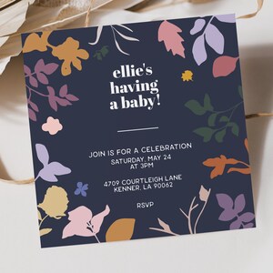 Blossom Flower Baby Shower InvitationFall flower InvitationINSTANT DOWNLOADEditable TemplateModern Flower InvitationElegant Invite image 1