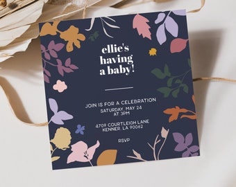 Blossom Flower Baby Shower Invitation|Fall flower Invitation|INSTANT DOWNLOAD|Editable Template|Modern Flower Invitation|Elegant Invite