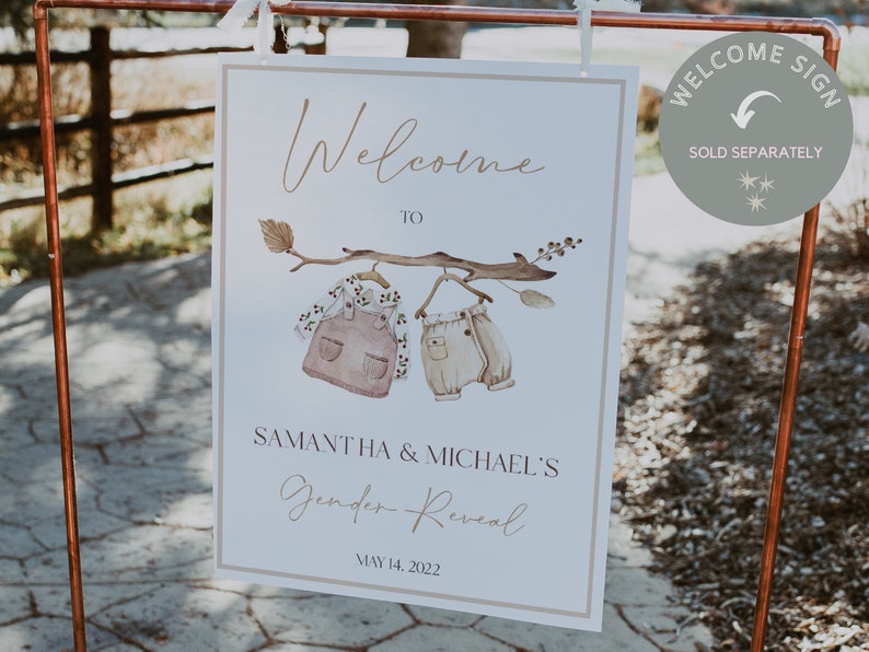 Boho Gender Reveal Invitation & Thank You Tag (Instant Download) image 4
