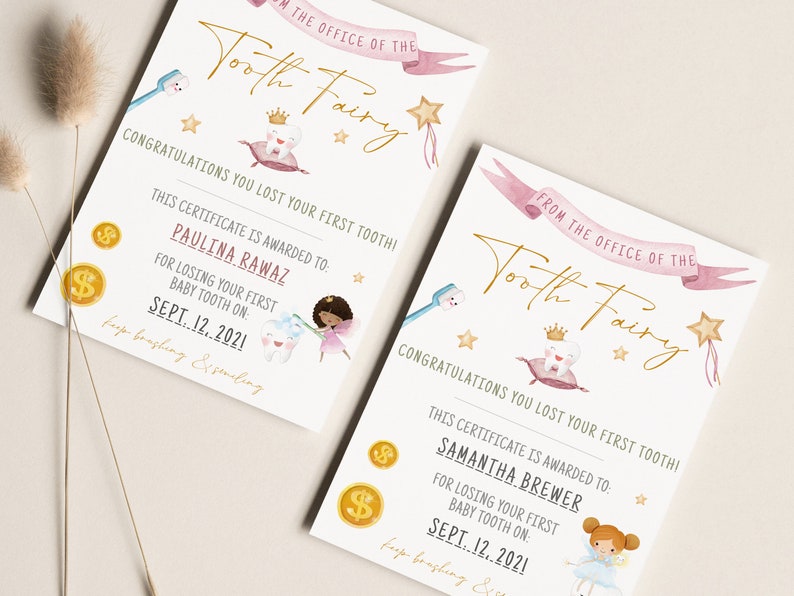 Tooth Fairy CertificateLetter From The Tooth FairyINSTANT DOWNLOADFirst Tooth LossTooth Fairy Letter NoteTooth Fairy Printable image 3