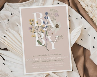 Spring Baby Shower Invitation|INSTANT DOWNLOAD|Wildflower Baby Shower|Baby Shower wildflower Invitation|Wildflower Baby Invitation|Florals