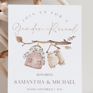 Boho Gender Reveal Invitation & Thank You Tag (Instant Download) image 3