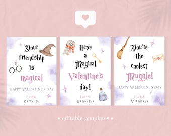 Printable Valentine Cards|Magical Valentine's Day Cards|Editable Template|Magic Valentines for kids|INSTANT DOWNLOAD|Valentine Printable|DIY