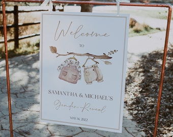 Boho Gender Reveal Welcome Sign: Neutral Baby Shower Decor (Instant Download)