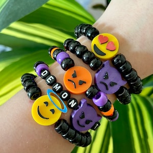 Emoji Beads, Devil and Angel Beads, Angry Face Beads, Heart Eyes Face Beads | Rave Kandi Bead, Festival Kandi Bead, Friendship Bracelet Bead
