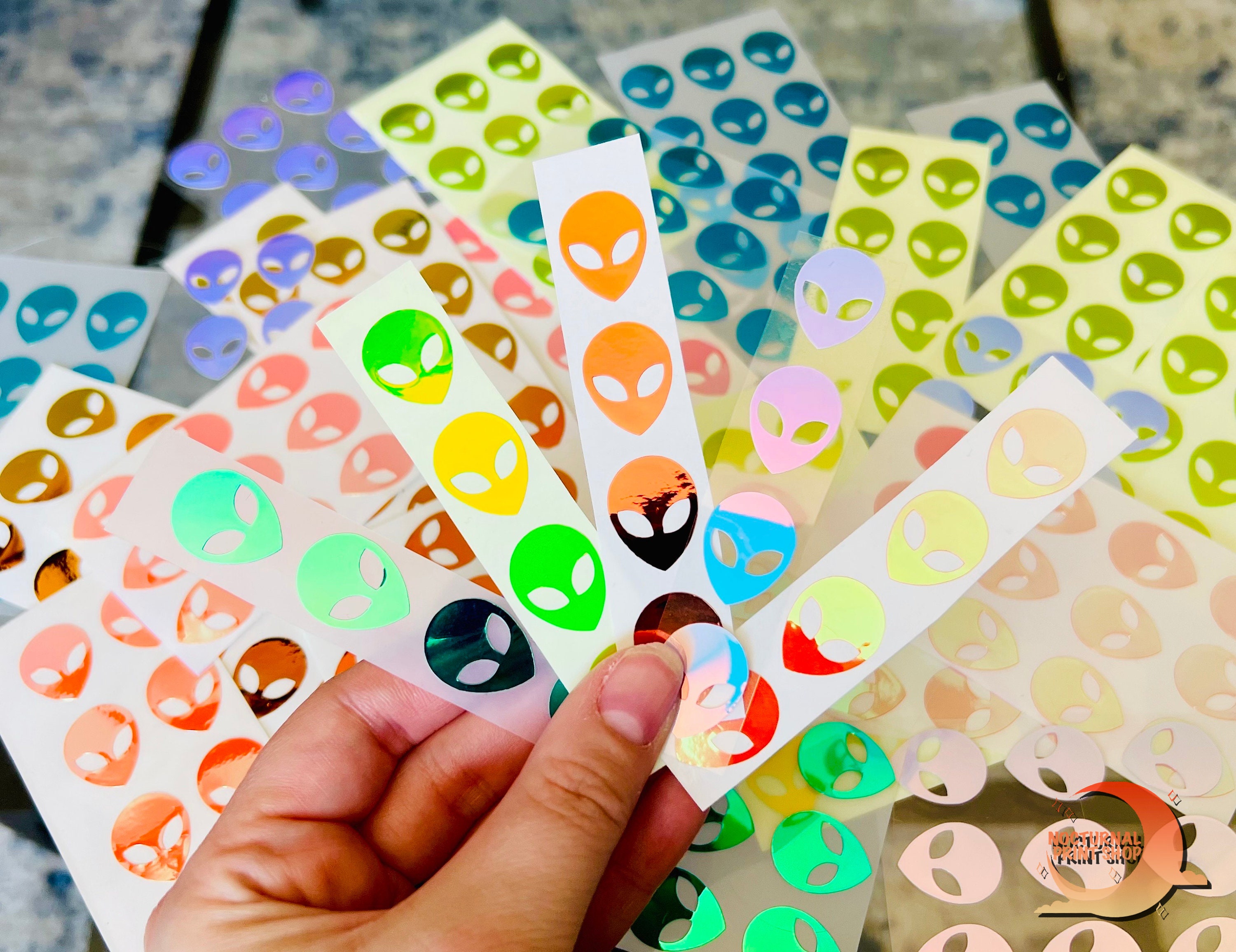 Alien Holographic Mini Stickers | Rave Accessory, Face Sticker, Laptop ...