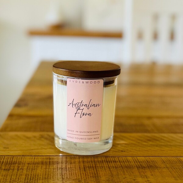 Wood Wick Soy Wax Candle - Australian Flora - 40 hours - Handpoured in Australia