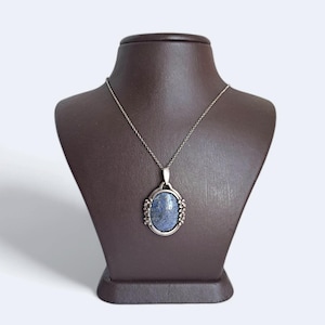 Vintage 925k Sterling Silver Necklace, Natural Stone Lapis Lazuli