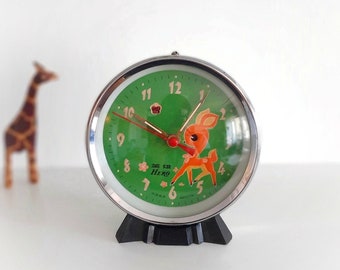 Animated Wind-up Clock for Children's Room, Bambi Mechanical Clock