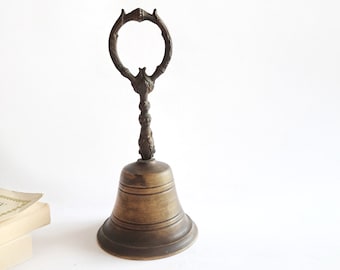 Antik Floral Messing Hand Glocke - Vintage Wohnkultur (19 cm)