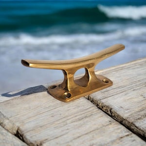 4.7in Solid Brass Boat Cleat – Nautical Wall Decor, Vintage Dock Rope Tie, Heavy Duty Marine Hardware