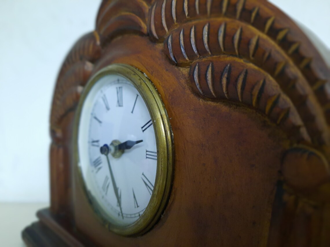 Mantel clock antique wooden vintage item home decor Etsy