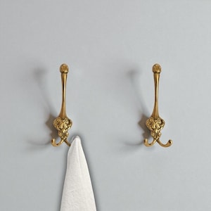 Vintage Brass Hooks Set, Mirror Gold Finish, 3-in-1 Hanging Solution