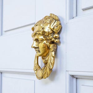 Dionysus Brass Door Knocker, Grecian Door Decor