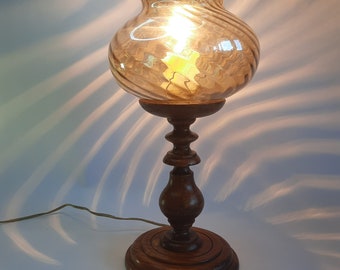 Jaren '50 Houten Tafellamp, Zeldzaam Decoratief Item / Vintage Tafellamp