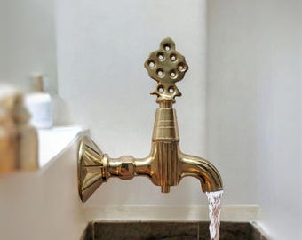Vintage Brass Wall Mount Faucet: Turkish Ottoman Gold Tap