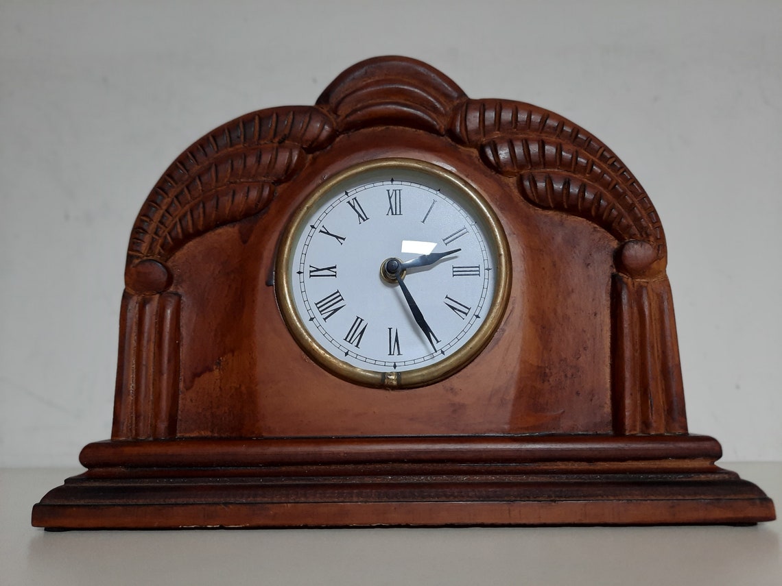 Mantel clock antique wooden vintage item home decor Etsy