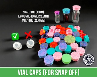 Vial Caps, 3ml, 5ml, 10ml, 20ml, 30ml, 50ml | 10 Pack for Snap Off Crimp Caps